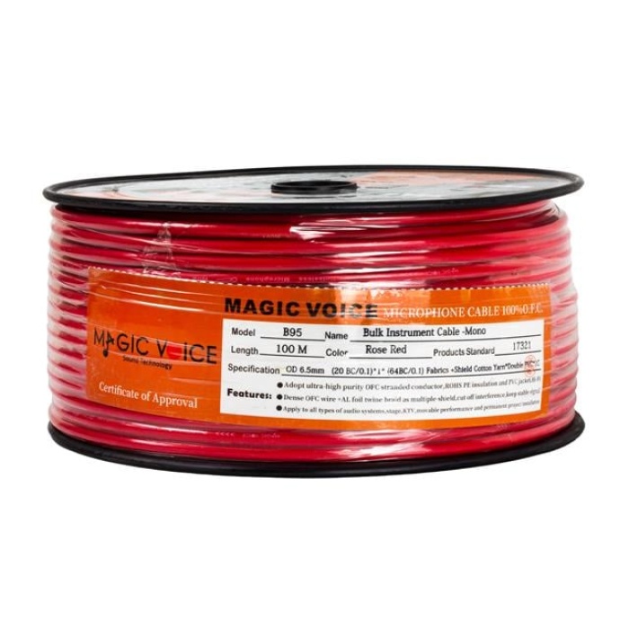 Magicvoice Mi̇krofon Kablosu Mono 1. Kali̇te 100 Metre Kırmızı