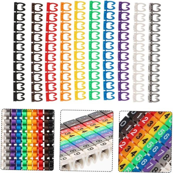 PowerMaster 0-9 Dijital Kodlu Renkli Kablo İşaretleyici 2,5mm (100lü Paket)