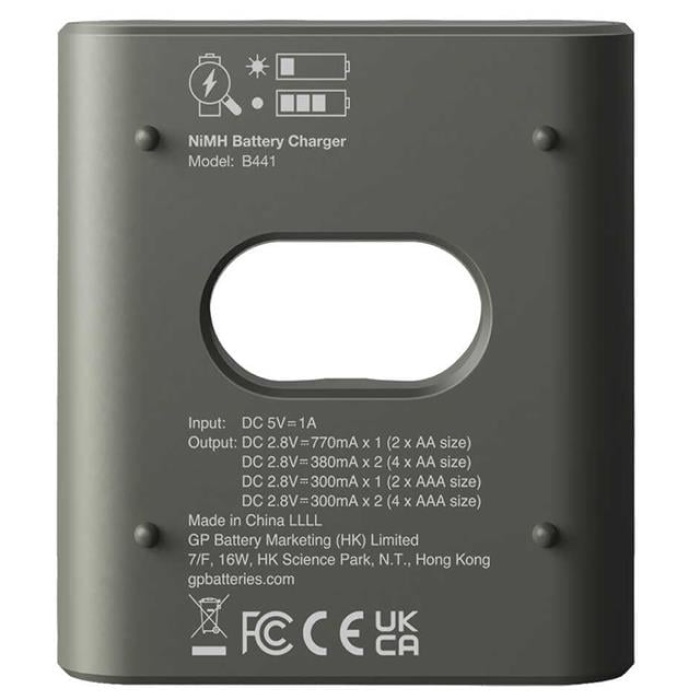 GP Recyko B441 Usb 4’lü AA - AAA Pil Şarj Cihazı (GPACSB44103 GPB441R21-2GTLB1)