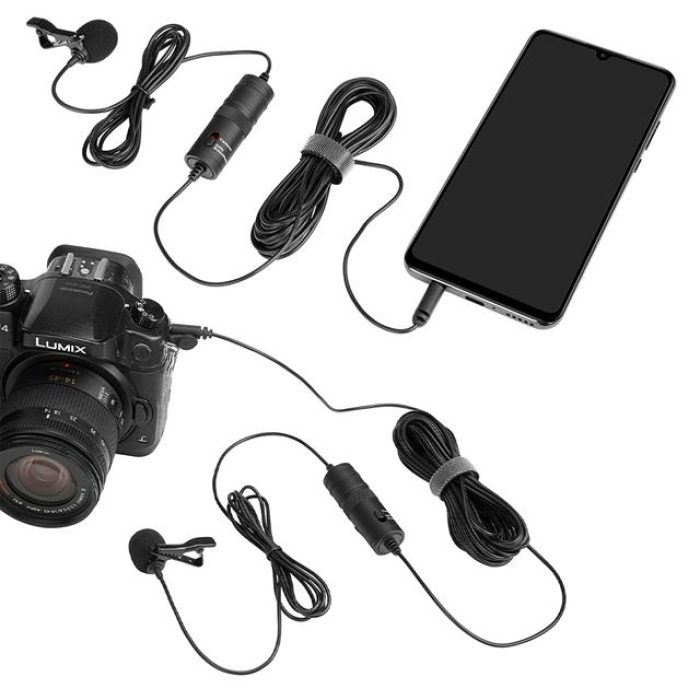 Haiki HK-401 Profesyonel Youtuber Kamera Telefon Yaka Mikrofonu (6 Metre Kablolu)