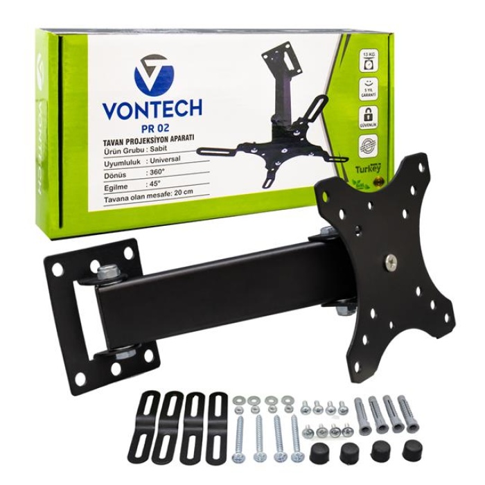 Vontech PR-02 20 Cm 360° Teleskopik Tavan Projeksiyon Askı Aparatı