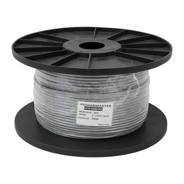 Powermaster 2+1 Gri 0.22 Mm CCTV Kamera Kablosu 250 Metre