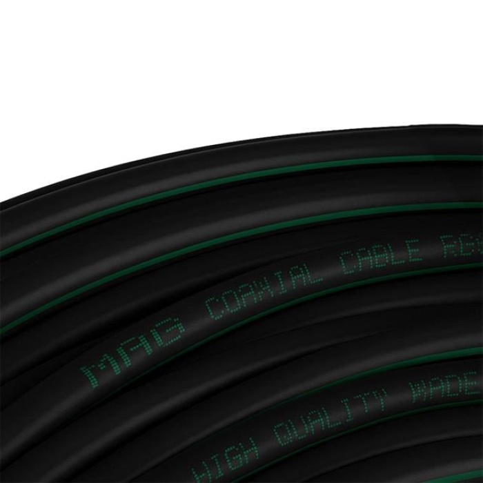 Mag Rg6/U6 Bakır Cu/Cu 80 Tel Siyah Anten Kablosu (100 Metre)