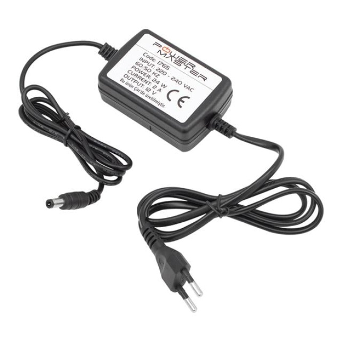 Powermaster PM-1765 12 Volt - 2 Amper 5.5*2.5 Mm Uçlu Plastik Kasa Masaüstü Adaptör