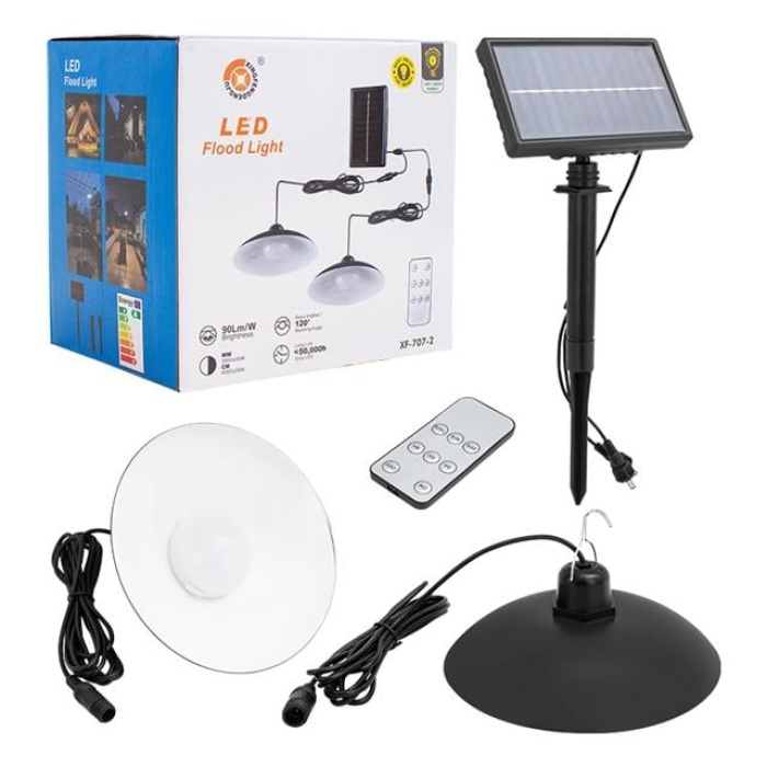 Powermaster XF-707-2 Kumandalı Solarlı 2 Lambalı Projektör