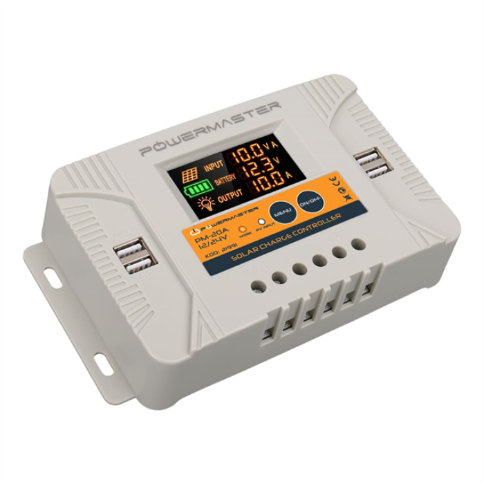 Powermaster PM-20A 12V-24V 20A 4 Usbli Dijital Otomatik Solar Şarj Regülatörü