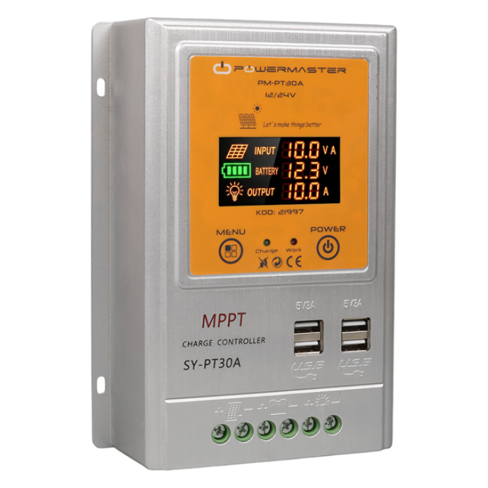 Powermaster PM-PT30A 12V/24V 30A MPPT 4 Usbli Dijital Otomatik Solar Şarj Regülatörü