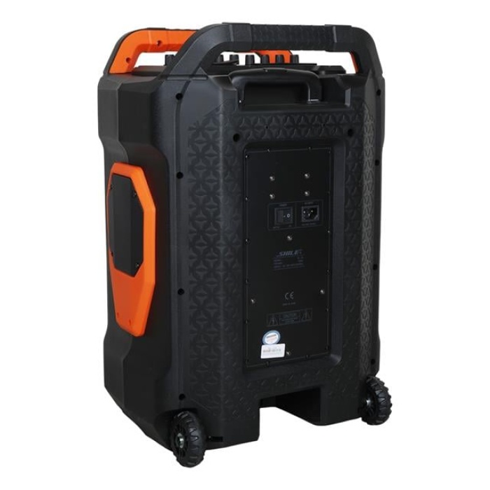 Shile SL-10 120 Watt Taşınabilir Seyyar Amfi Hoparlör Kablosuz 1 EL + 1 Yaka Mikrofonlu Kumandalı USB+SD+BT