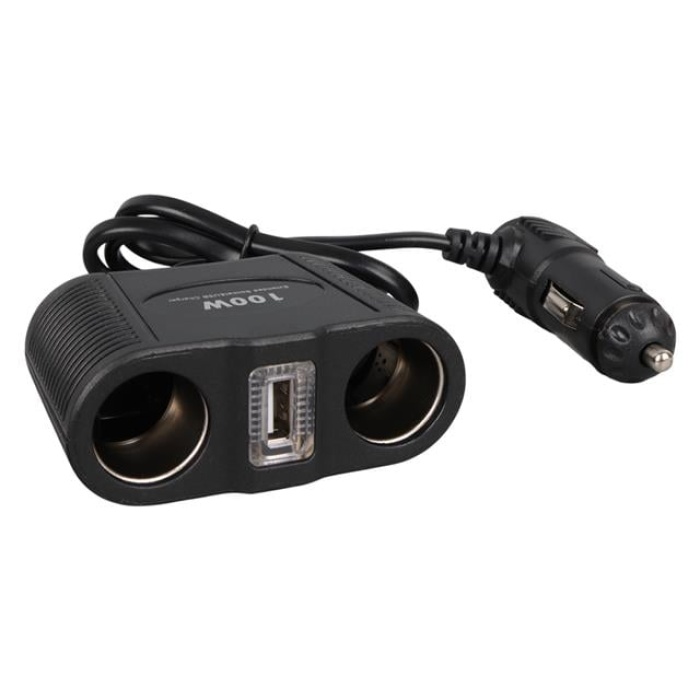 Olesson 1645 12-24V Tek USB Girişli 100W 70cm Kablolu 2li Araç Çakmak Çoklayıcı