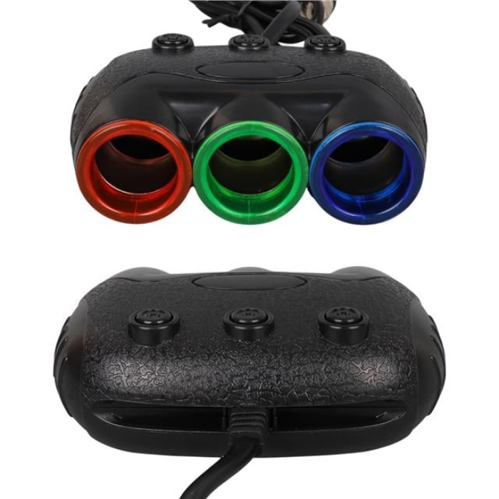 Olesson 1633 12-24V 3Lü Usbli 120W 80Cm Kablolu Dijital Ekranlı Araç Çakmak Çoklayıcı