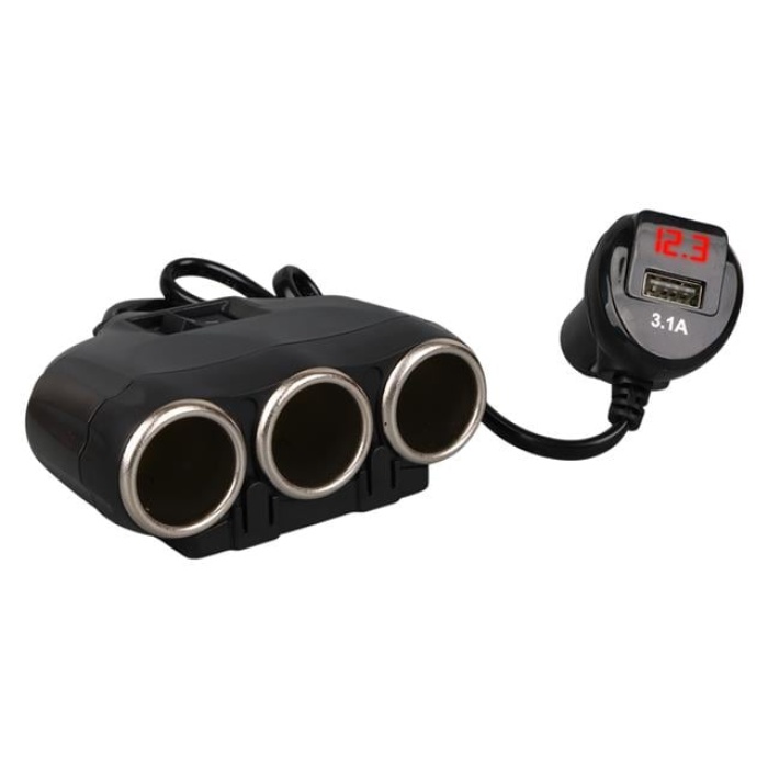 Olesson 1634 12-24V 3Lü Usbli 120W 80Cm Kablolu Dijital Ekranlı Araç Çakmak Çoklayıcı