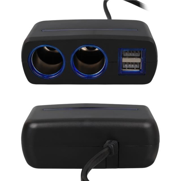 Olesson 1638 12-24V Çift USB Girişli 120W 80 CM Kablolu 2LI Araç Çakmak Çoklayıcı