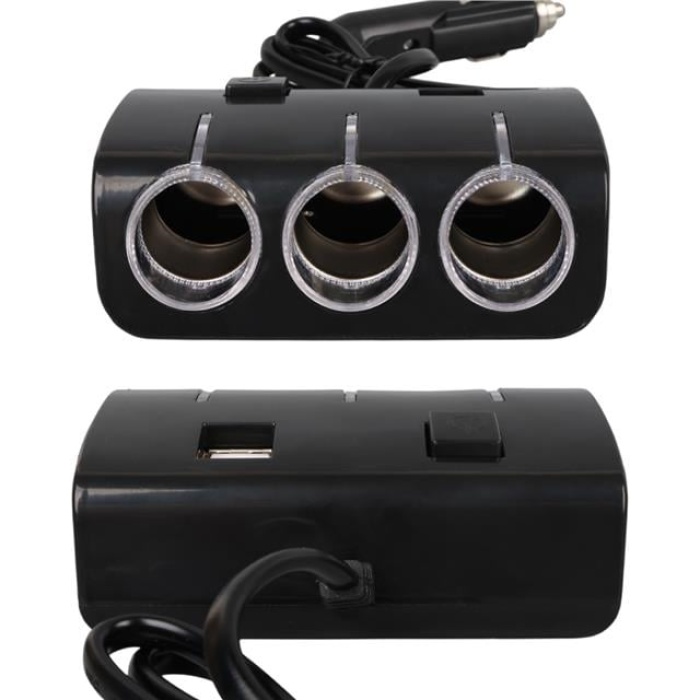 Olesson 1506 12-24V Çift USB Girişli 120W 80 CM Kablolu 3LÜ Araç Çakmak Çoklayıcı