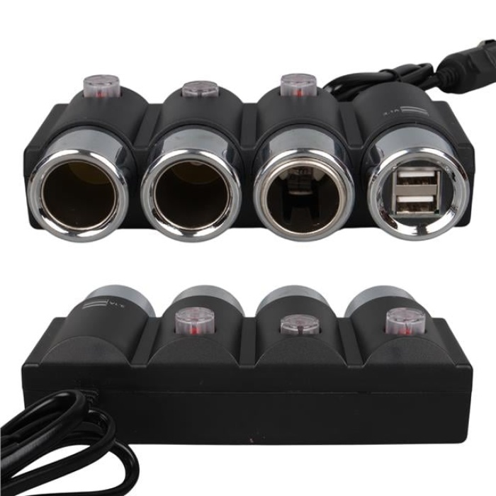 Olesson 1508 12-24V 3Lü Çift Usbli 120W 80 Cm Kablolu Araç Çakmak Çoklayıcı