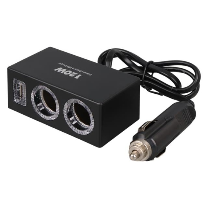 Olesson 1522 12-24V Tek USB Girişli 120W 80cm Kablolu 2li Araç Çakmak Çoklayıcı