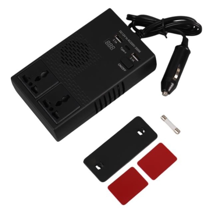 Olesson 1664 DC 12-24V 200W Oto Araç Power İnverter 1x Çakmak Girişi - 1x TYPE-C - 2x USB - 2x 220V Üniversal Priz