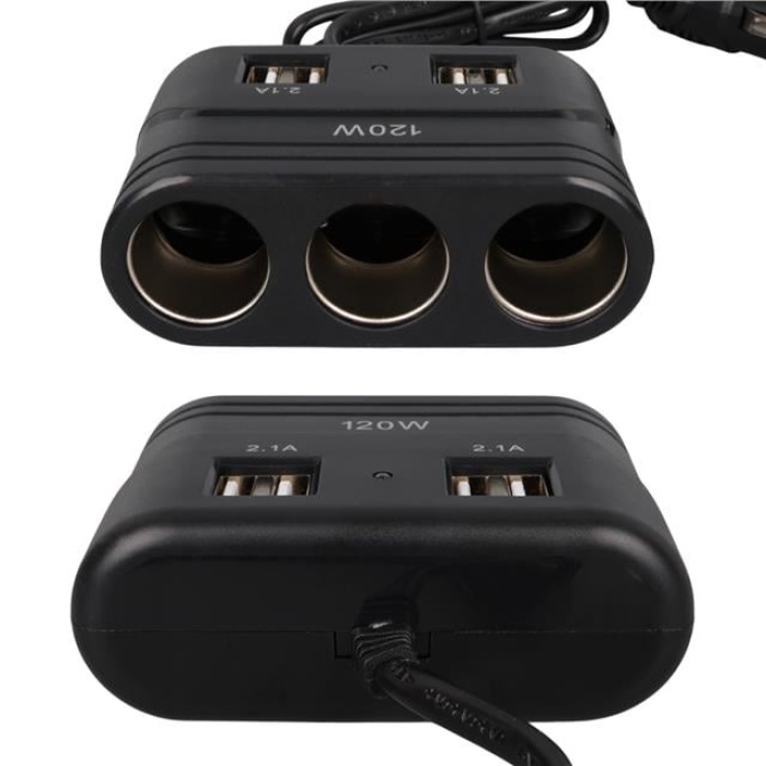 Olesson 1678 12-24V 4 USB Girişli 120W 80cm Kablolu 3lü Araç Çakmak Çoklayıcı