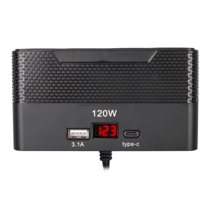 Olesson 2014 12-24V Type-C + USB-A Girişli 120W 80cm Kablolu 4lü Araç Çakmak Çoklayıcı