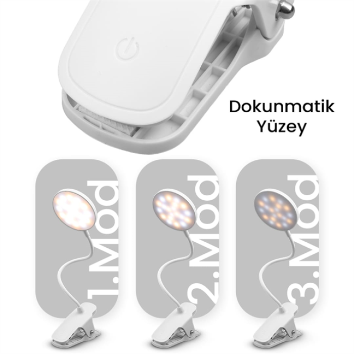 Powermaster BL-1213 USBli Dokunmatik Düğmeli Üç Modlu Beyaz Işık Masa Lambası