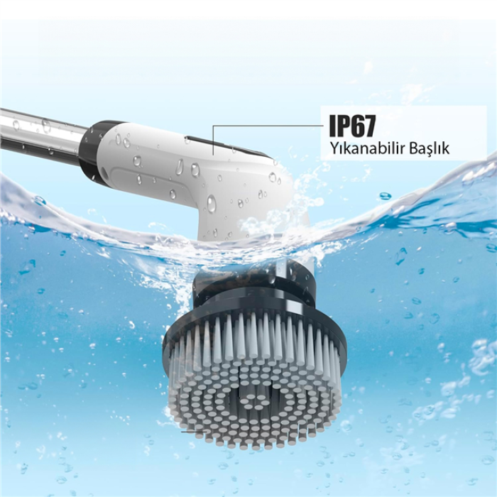 Sunup SN-26239 9u 1 Arada Çok Amaçlı Kablosuz Şarjlı Temizlik Fırçası IP67 Yıkanabilir Başlık