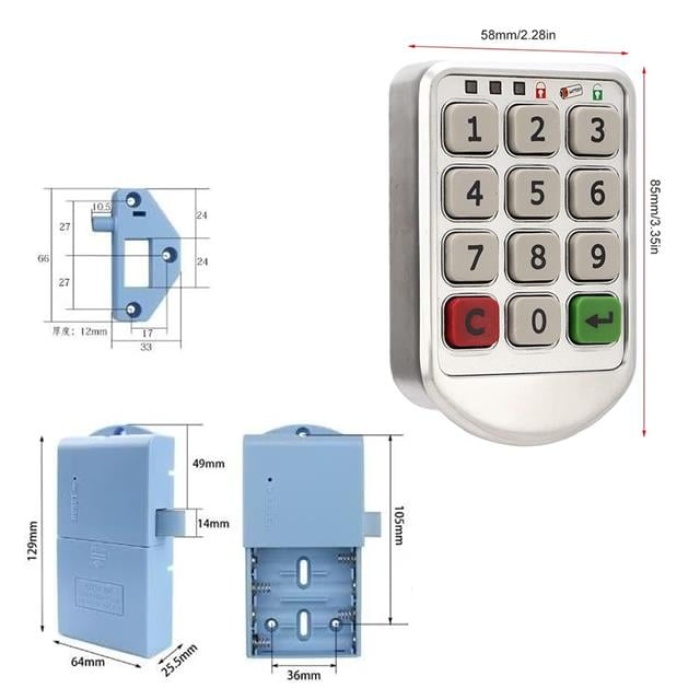 PowerMaster PM-26723 Tuş Şifreli Gri Çekmece Dolap Kilidi (2li Paket)