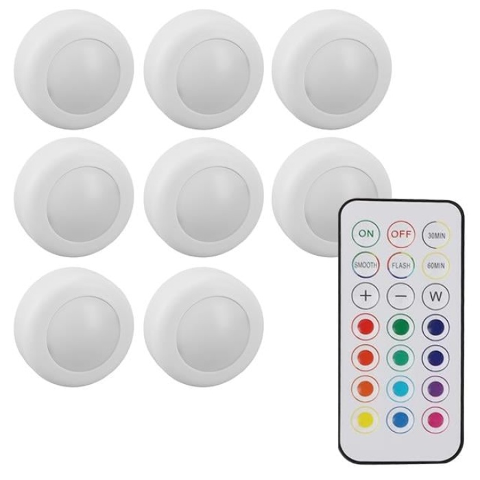 PowerMaster PM-27186 Led Mobilya Merdiven Pilli Aydınlatma 3M Yapışkanlı Kumandalı RGB + 4000K (8li Paket)