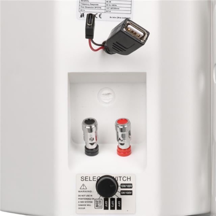 MagicVoice F-LHY4S 4 (10 CM) Hat Trafolu Duvar Tipi Sütun Hoparlör (10W RMS / 150W Peak - MP3 USB Uyumlu) - Beyaz