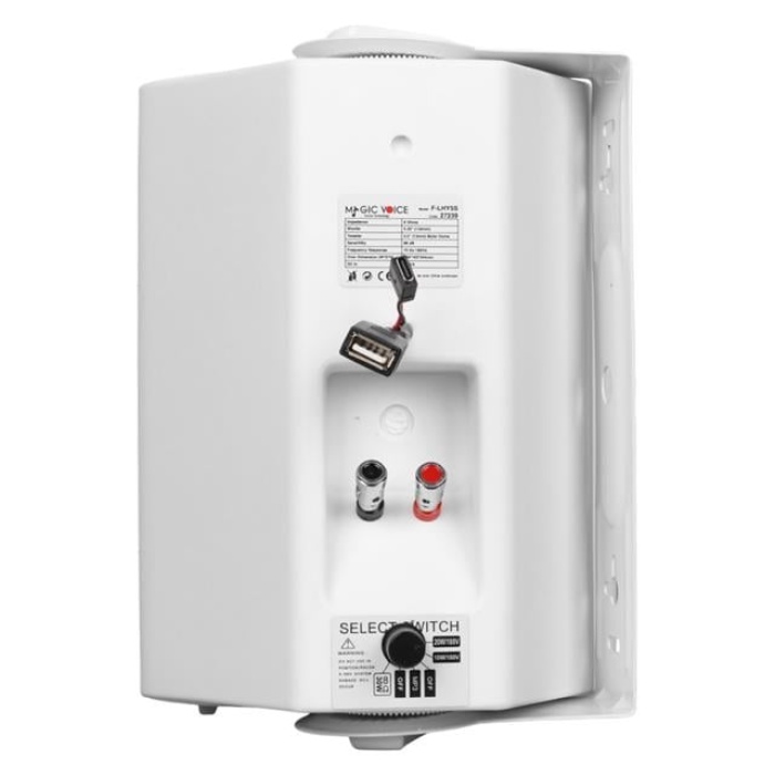 MagicVoice F-LHY5S 5.25 (13.5 CM) Hat Trafolu Duvar Tipi Sütun Hoparlör (20W RMS / 180W Peak - MP3 USB Uyumlu) - Beyaz