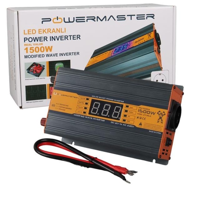 Powermaster PM-1500B 24 Volt 1500 Watt LED Ekranlı Power Inverter