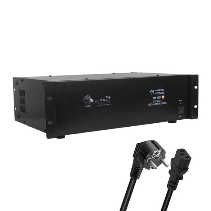 Magicvoice MV-1550 500 Watt 4-8 Ohm 100 Volt 19 Rack Hat Trafolu Power Anfi