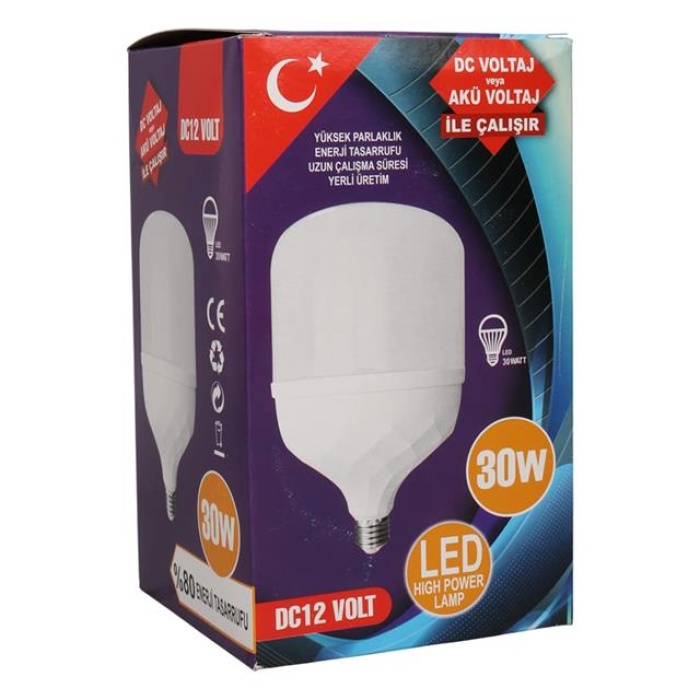 PowerMaster PM-28471 E27 12V 30W 6500K Yerli Üretim Beyaz Jumbo LED Ampul