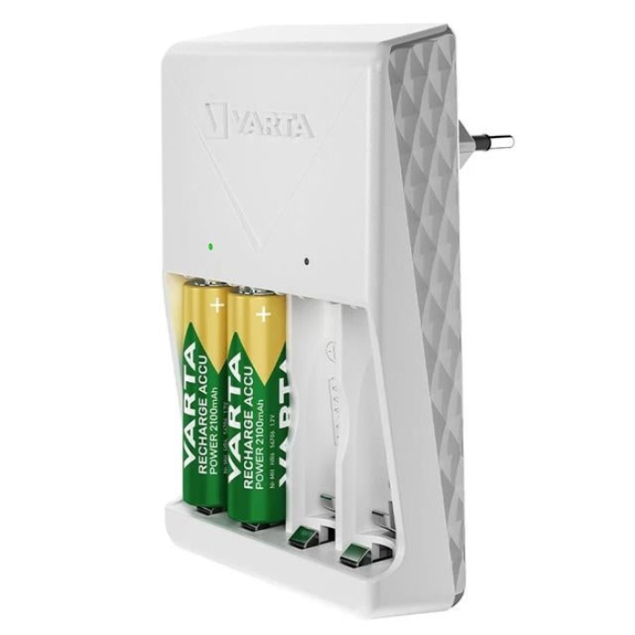 Varta Plug AA/AAA Kalem Pil Şarj Cihazı Aleti - 4 Adet 2100mAh AA HR6 NI-MH Şarj Edilebilir Pil Hediyeli