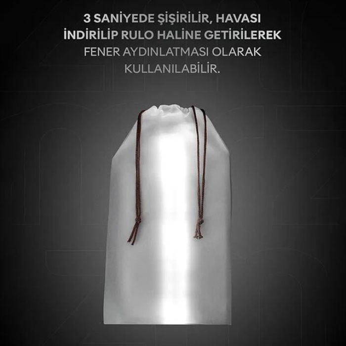 ZMR ZMR-385 Katlanır Şişirilebilir Beyaz Ledli Aydınlatma Tüpü USB Ve Güneş Enerjisi Şarjlı Armatür