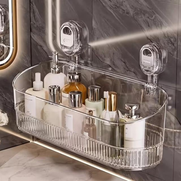 Sunup SN-29266 Vantuzlu Şeffaf Banyo Mutfak Rafı Organizer