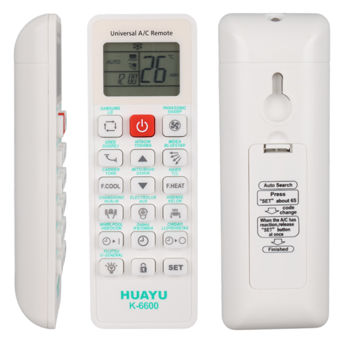 Huayu K-6600 Üniversal Akıllı Klima Kumandası 99% Uyumluluk LCD Ekranlı