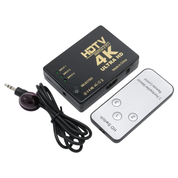 Fully G-538N 4K Ultra HD Destekli 3 Port Uzaktan Kumandalı HDMI Switch Çoğaltıcı