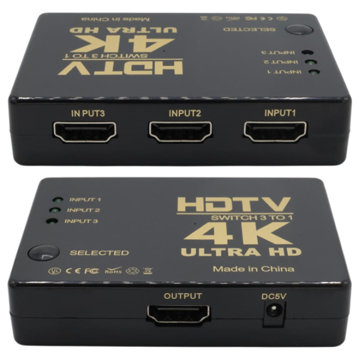Fully G-538N 4K Ultra HD Destekli 3 Port Uzaktan Kumandalı HDMI Switch Çoğaltıcı