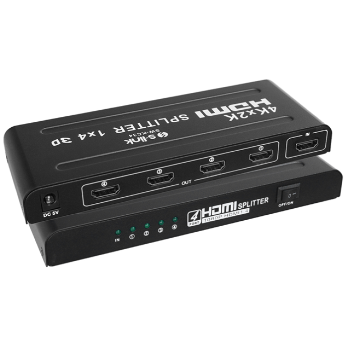 S-Link SW-KC34 4 Port 4Kx2K HDMI Görüntü Çoğaltıcı Splitter Full HD 3D Destekli
