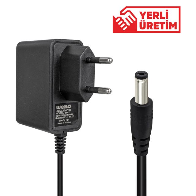12 Volt 1 Amper 10 Watt Plastik Kasa Priz Tipi Adaptör (5.5X2.5 Uçlu)