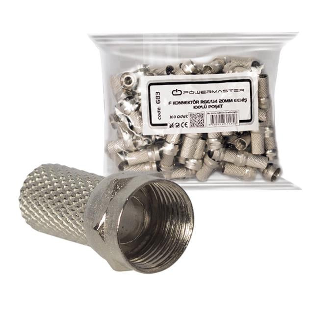 F Konnektör Rg6-U4 18Mm Geniş (100 Adet)-Uj-2005 F Konnektör Rg6-U4 18Mm Geniş (100 Adet)-Uj-2005