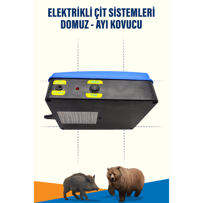 Elektrikli Çit Cihazı – 80.000 Volt Şoklama, Gece Gündüz Sensörlü