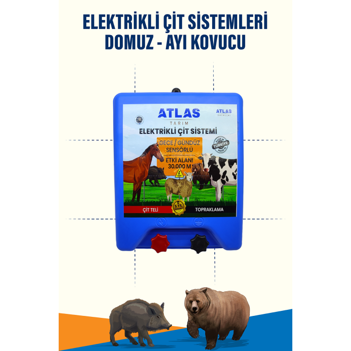 Elektrikli Çit Cihazı – 80.000 Volt Şoklama, Gece Gündüz Sensörlü