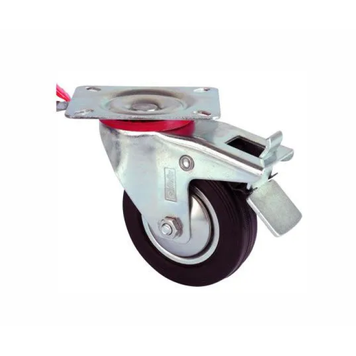 Servis Tekeri - Tablalı Frenli Siyah Döner - Çap 125 Mm
