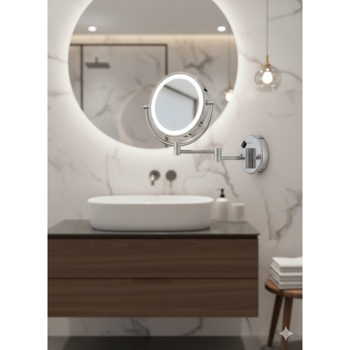 Bocchi Ayna Büyüteçli Led Işıklı Çift Kollu Çift Yönlü - Premium Ürün