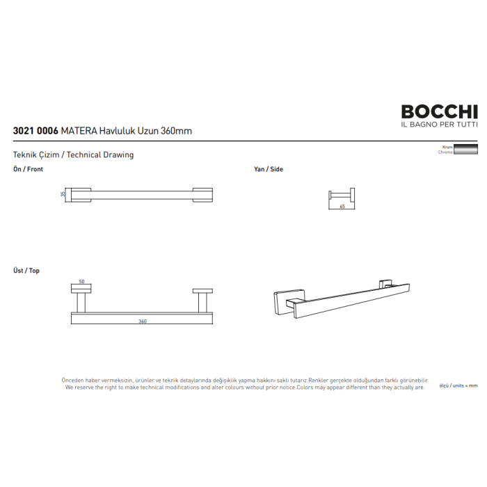 Bocchi Matera Havluluk Uzun 350mm Krom