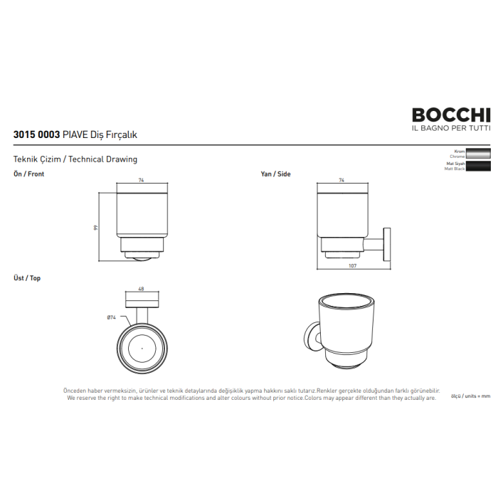 Bocchi Piave Diş Fırçalık Krom