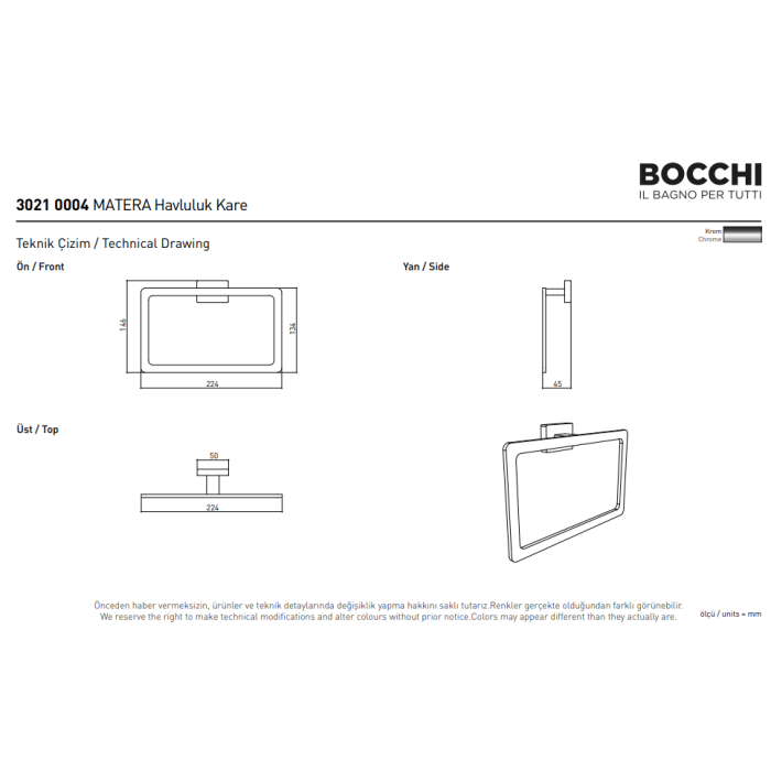 Bocchi Matera Havluluk Yuvarlak 210 Mm