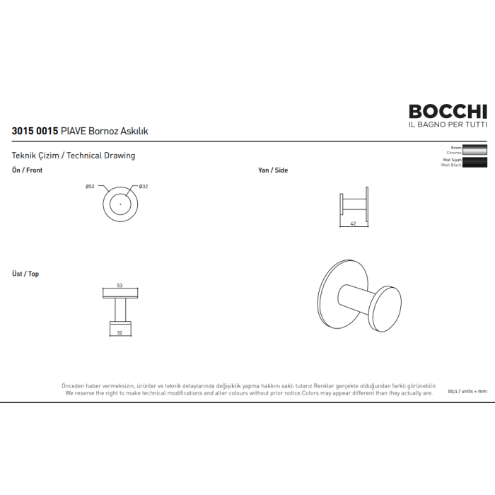 Bocchi Piave Bornoz Askılık Krom