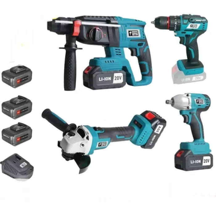 Catpower 1380 Vidalama + Kırıcı + Taşlama + Somun Kömürsüz Akülü 4lü Set