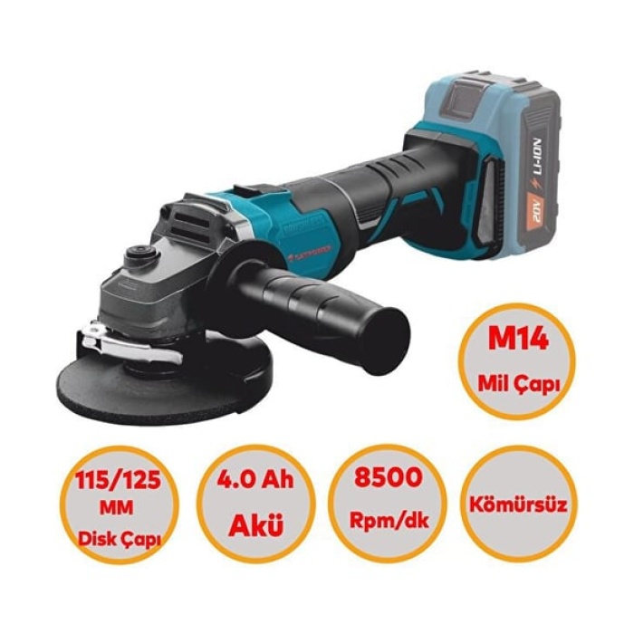 Catpower 4232 Akülü Kömürsüz Li-Ion 20 V 4.0 Ah Batarya Avuç Taşlama